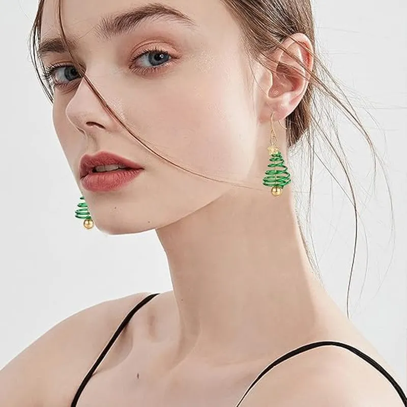 Christmas Tree Drop Dangle Earring for Women Green - Image 5