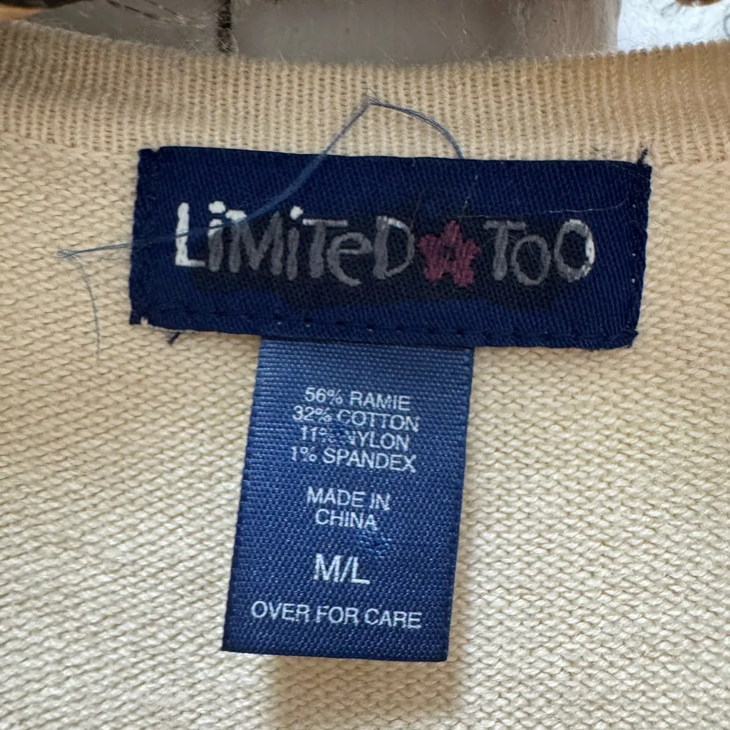 Y2K Limited Too Sequin Embroidered Paisley Beige Cardigan Medium Vintage - Image 4