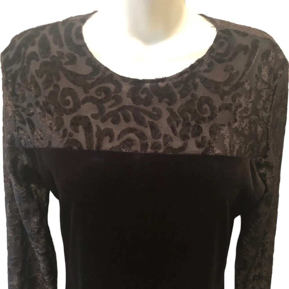 VTG  Color Authority Maxi Dress S Flocked Velvet Winter - Image 4