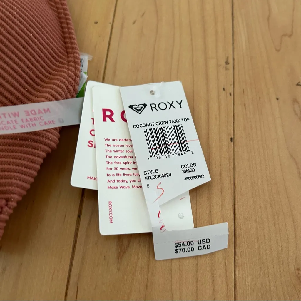 Roxy Coconut Crew Tank Cedarwood Color Bikini Top NWT - Image 5