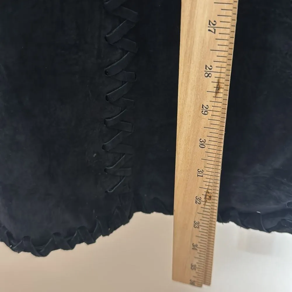 Vtg BRANDON THOMAS Leather Western Style Long Sleeve Lined fringe Jacket rodeo L Black Size L - Image 5