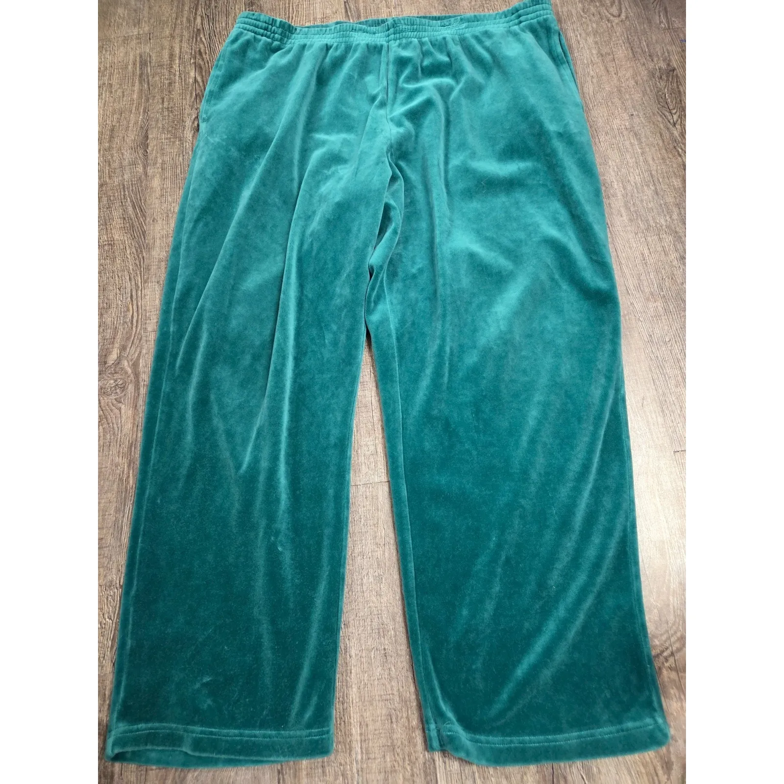 Appleseed's Emerald Green Velour Quilted Vest & Pants Set XLP Petite Size undefined - Image 2