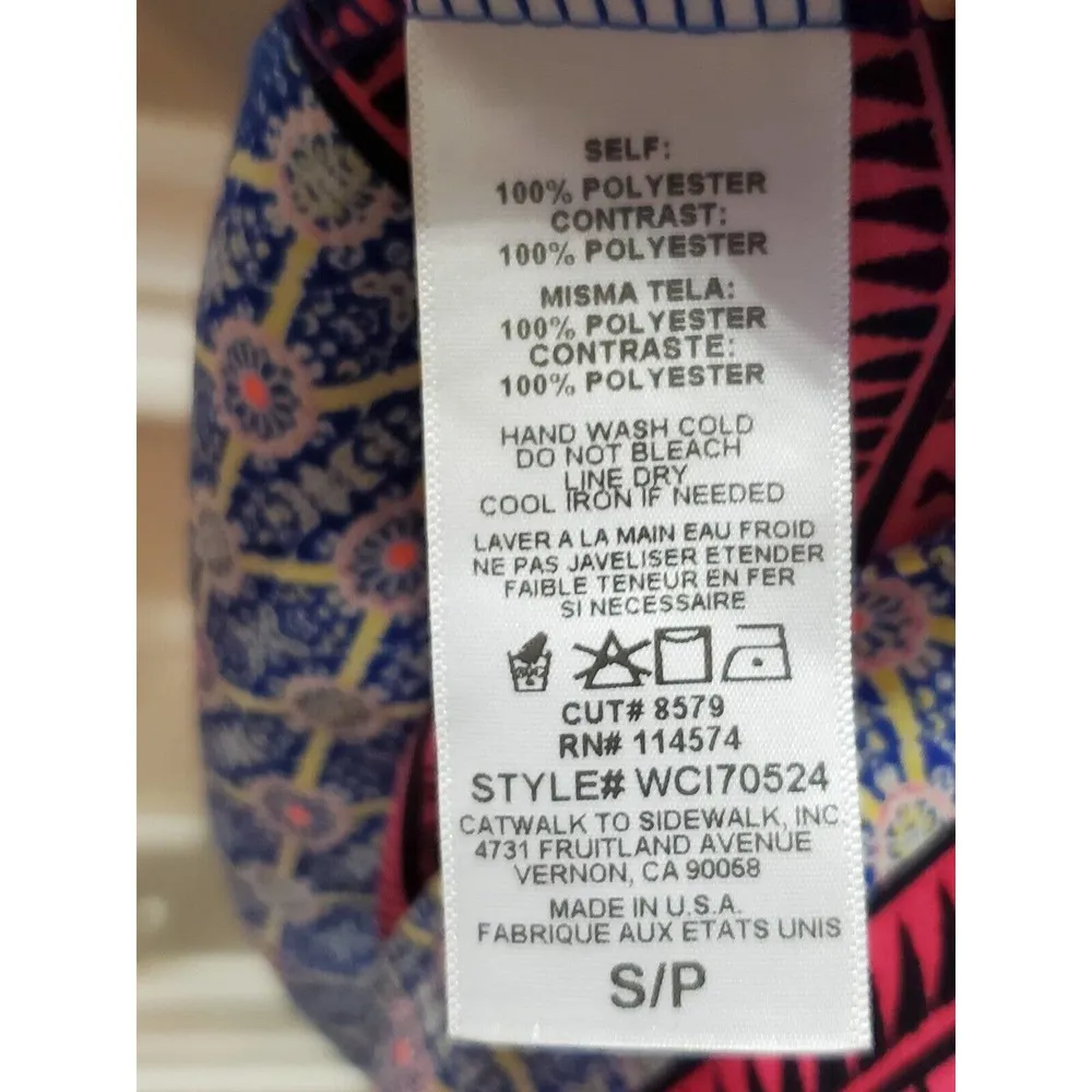 Pleione Womens Blue Polyester Short Sleeves Round Neck Knee Length Dress Size S - Image 10