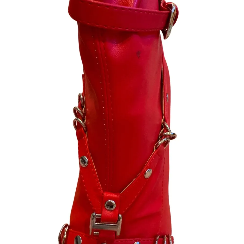 NWOT Dolls Kill Public Desire Red Vegan Leather Stiletto Ankle Booties Size 6 - Image 7