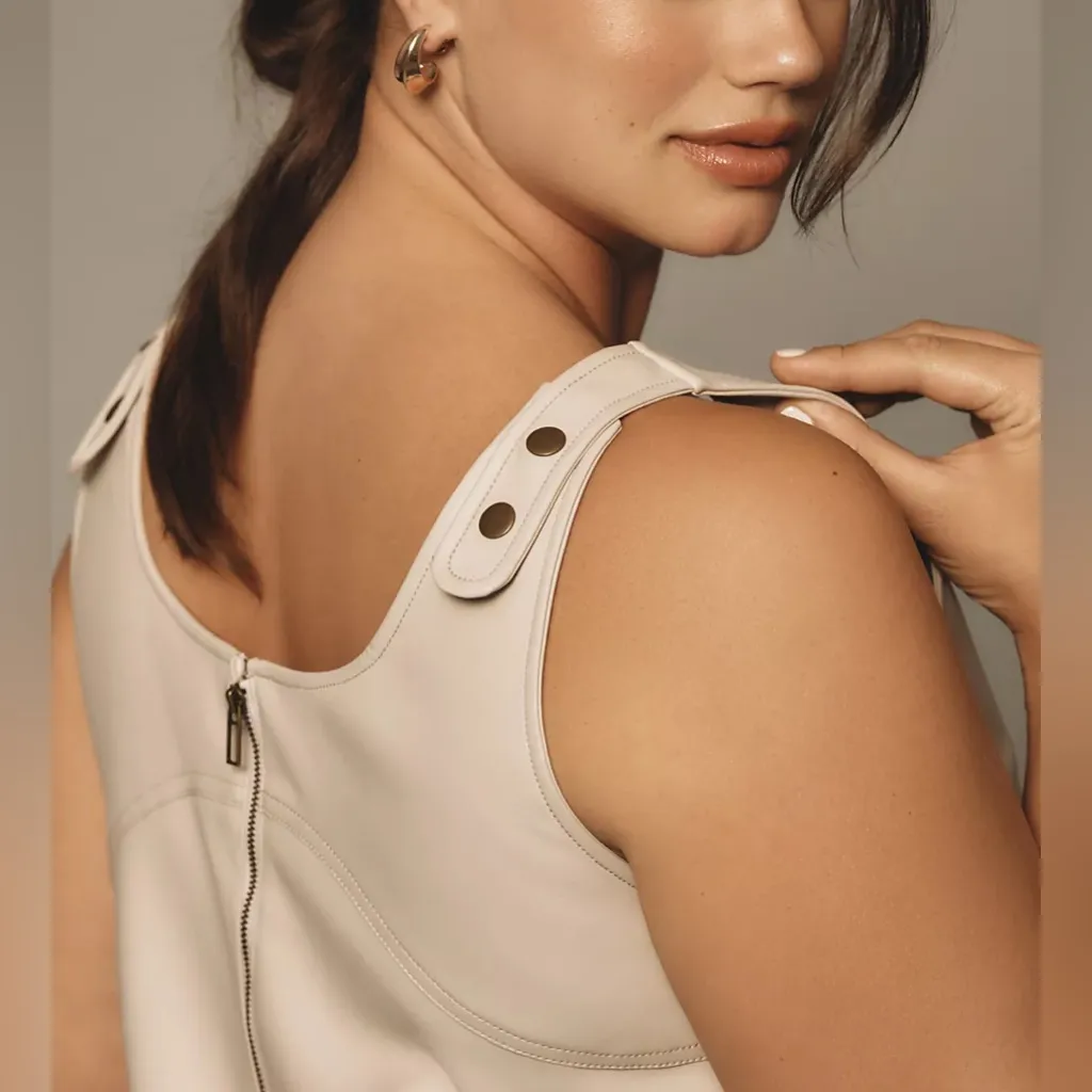 Pilcro Faux-Leather Scoop-Neck Shift Mini Dress - Image 5