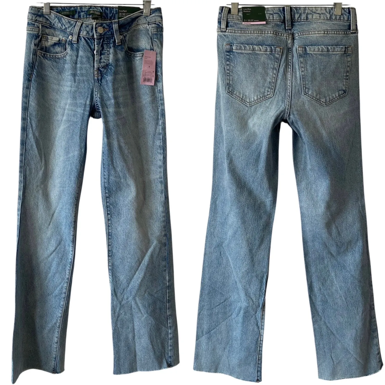 NEW WILD FABLE Low Rise Bootcut Denim Jeans Medium Blue Wash Size 0 Button Fly - Image 2