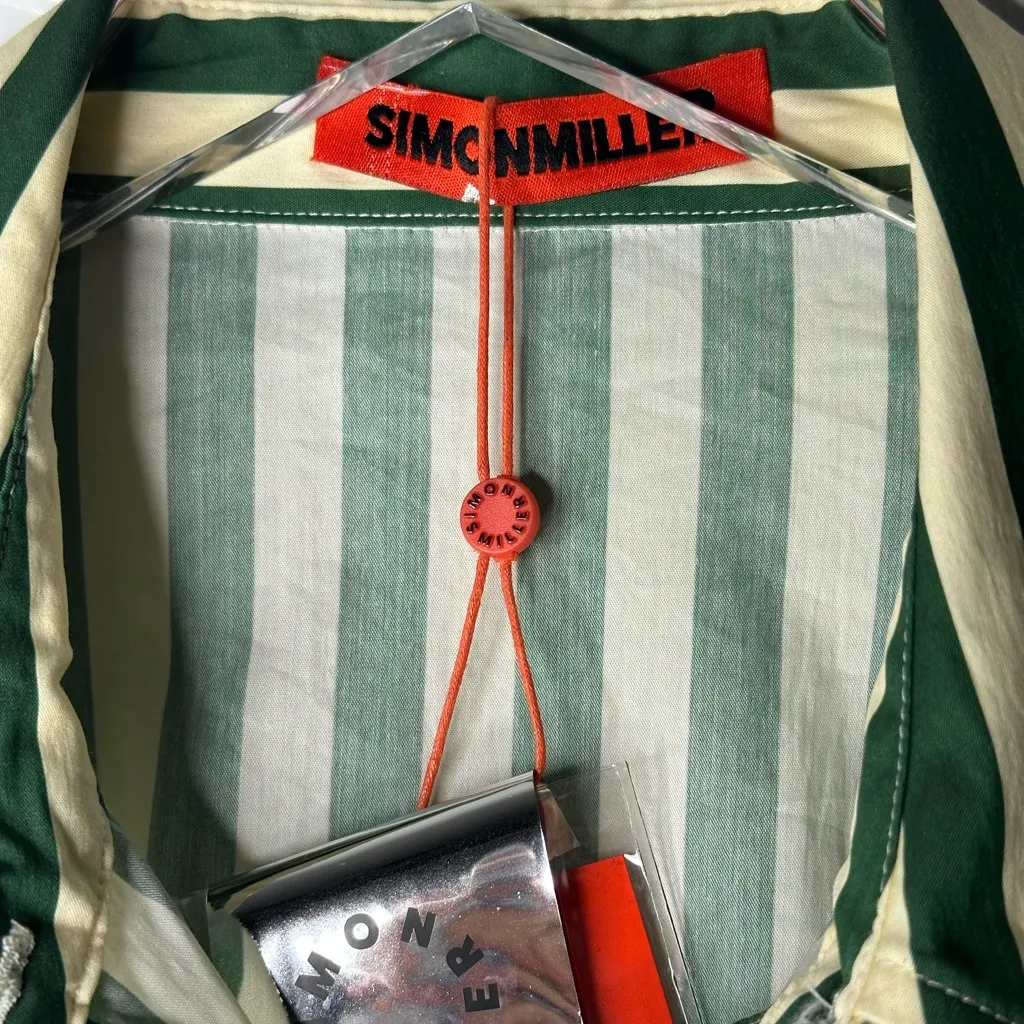 SIMONMILLER Loch Striped Poplin Maxi Shirt Dress Size Large NWT Green - Image 7