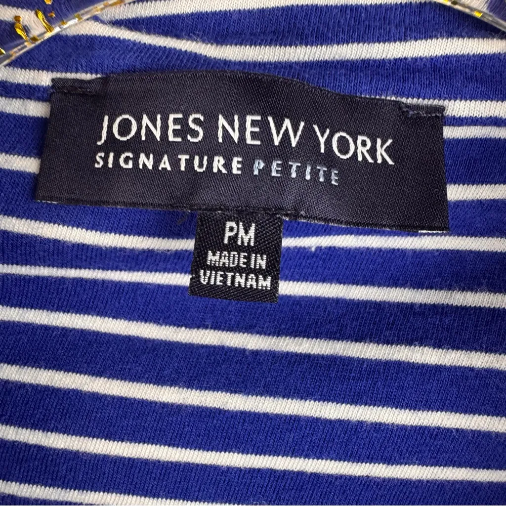 Jones New York Women's Jacket Striped Collar and Wrists Drawstring Waist‎ Sz PM - Image 3