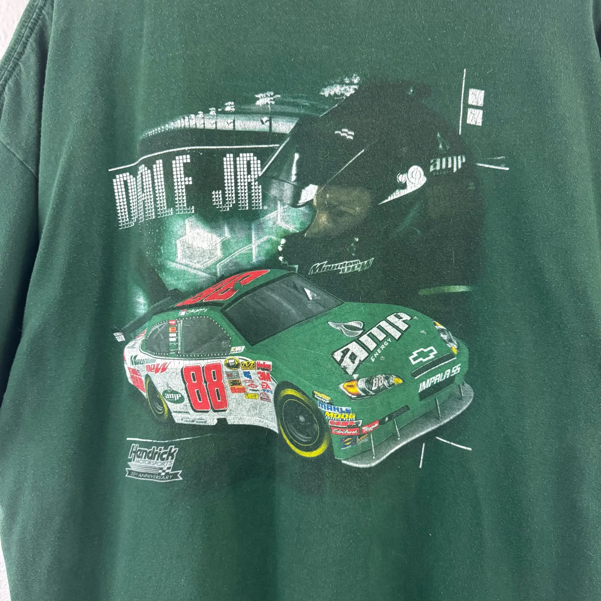 Dale Earnhardt Jr 88 Vintage Green NASCAR 25th Anniversary Racing Graphic Tee - Image 9