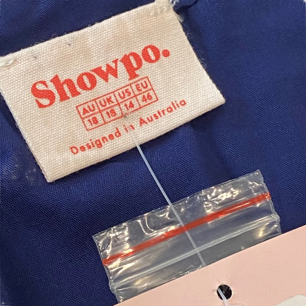 SHOWPO Hey now Navy blue Polka Dot A line mini Dress NEW Size 14 - Image 7