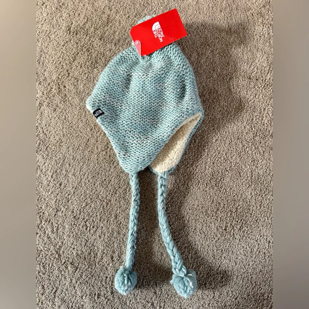 The North Face Women’s Fuzzy Earflap Beanie Hat Cloud Blue One Size NWT Sold Out - Image 2