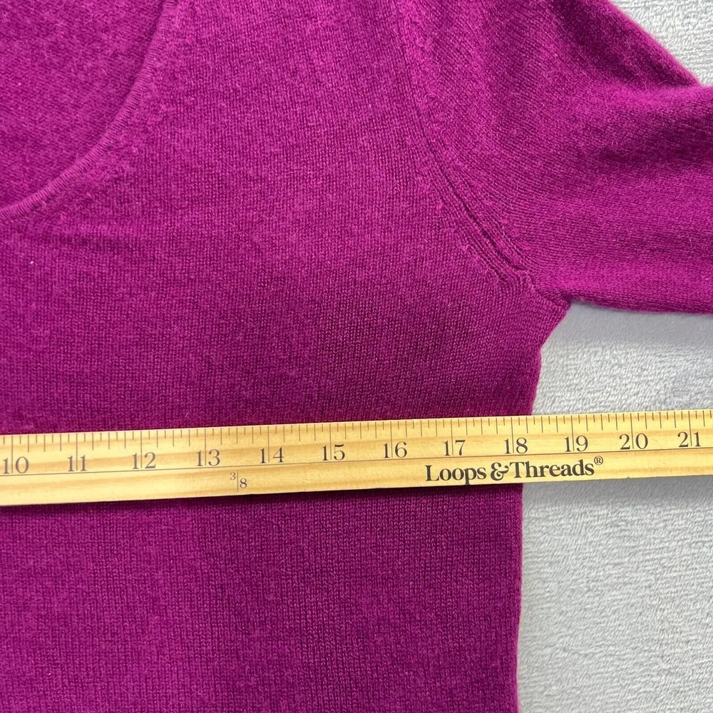 41 Hawthorn 100% Cashmere Sweater Womens Small Purple Long Sleeve Popover Preppy - Image 9