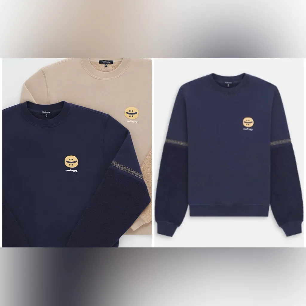 NWOT Madhappy Reverse Sleeve Fleece Crewneck - navy - small RARE Synergy capsule - Image 2