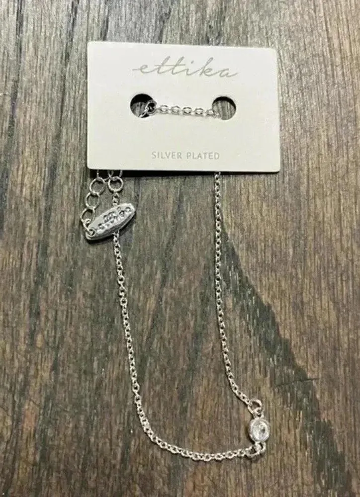 Ettika Silver-Plated Delicate Chain Bracelet with Heart Charm - Designer Jewelry - Image 4