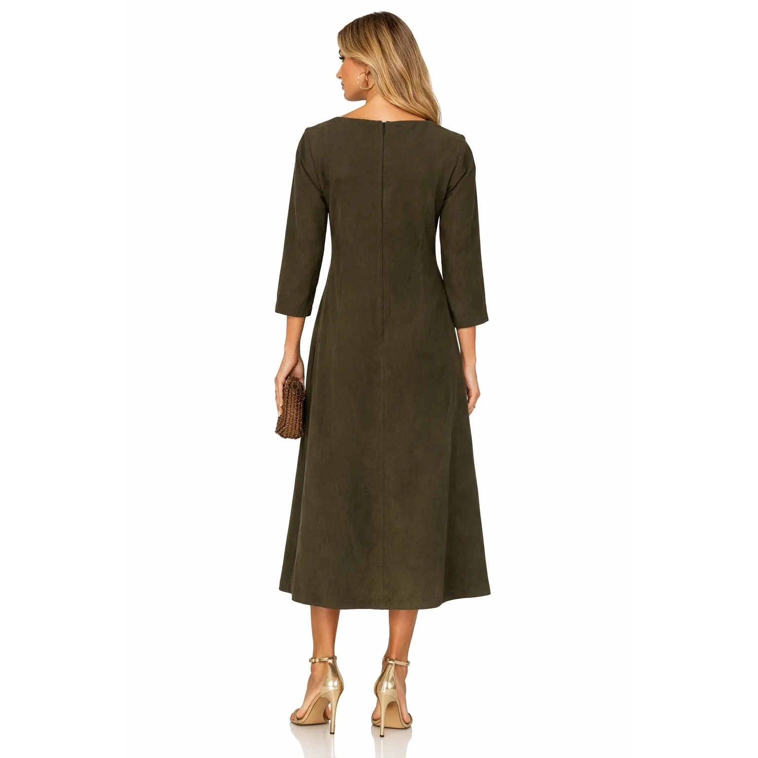 Julia Allert Olive Embroidered Beetle Midi Dress size Small $399 Green - Image 2