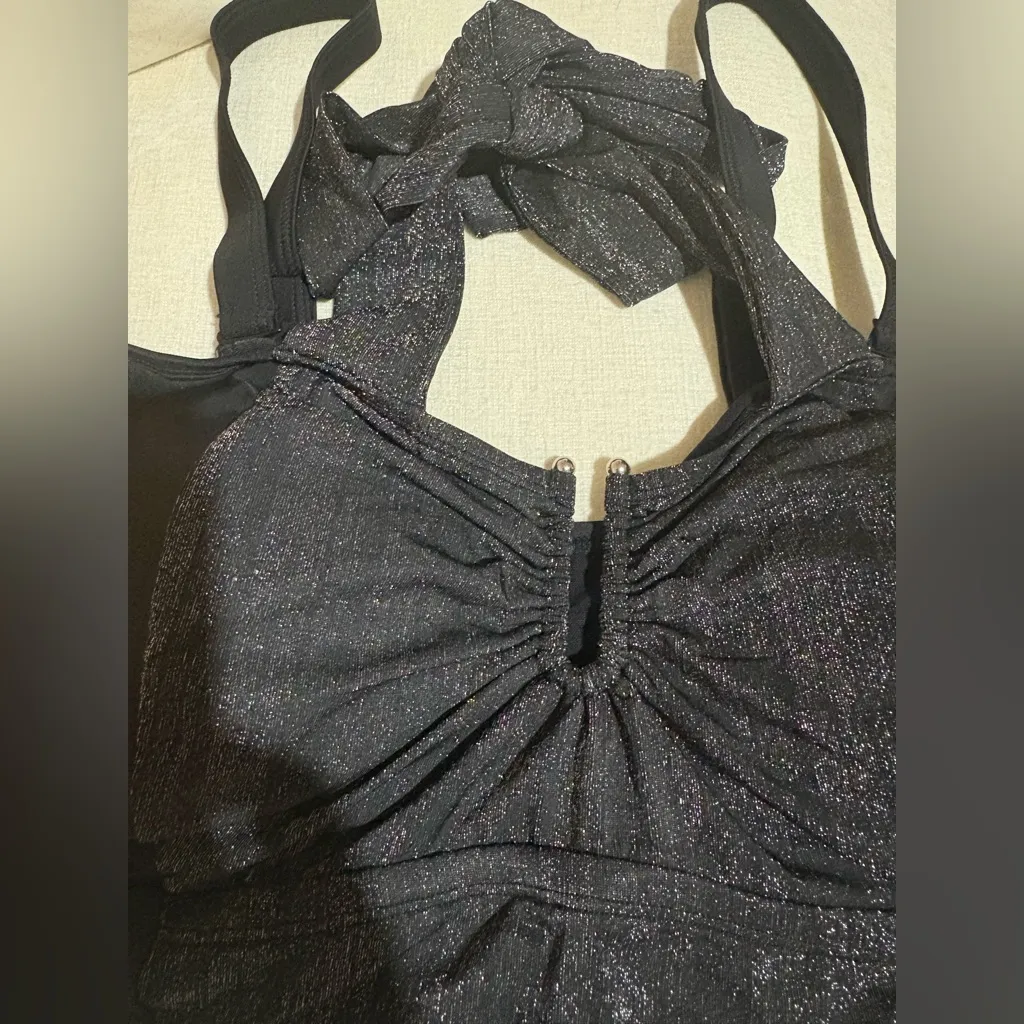 Elegant Black Glitter Halter Bralette Size XXL - Image 4