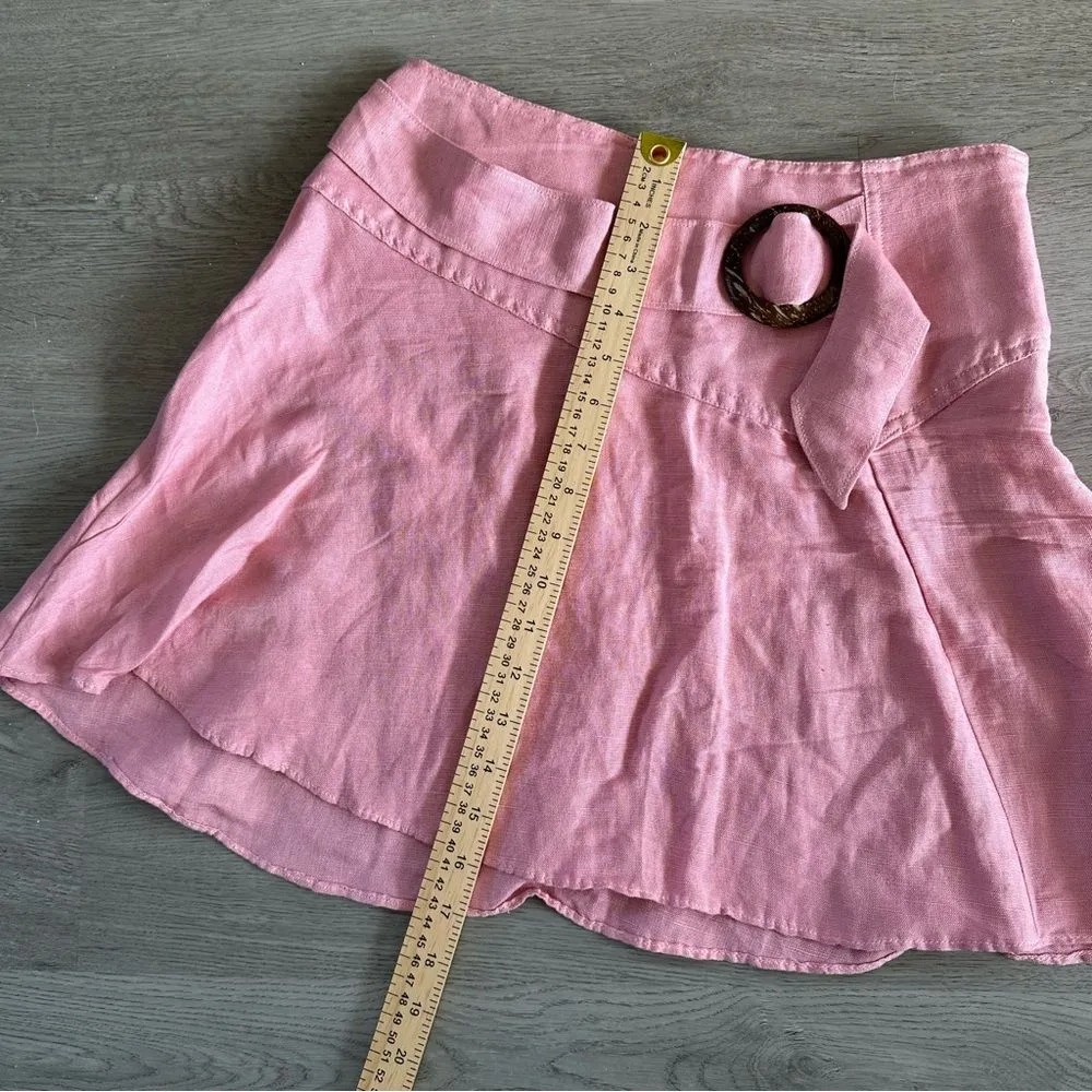 Free People Higher Ground Linen Mini Skirt Women’s Small Pink Flare - Image 8