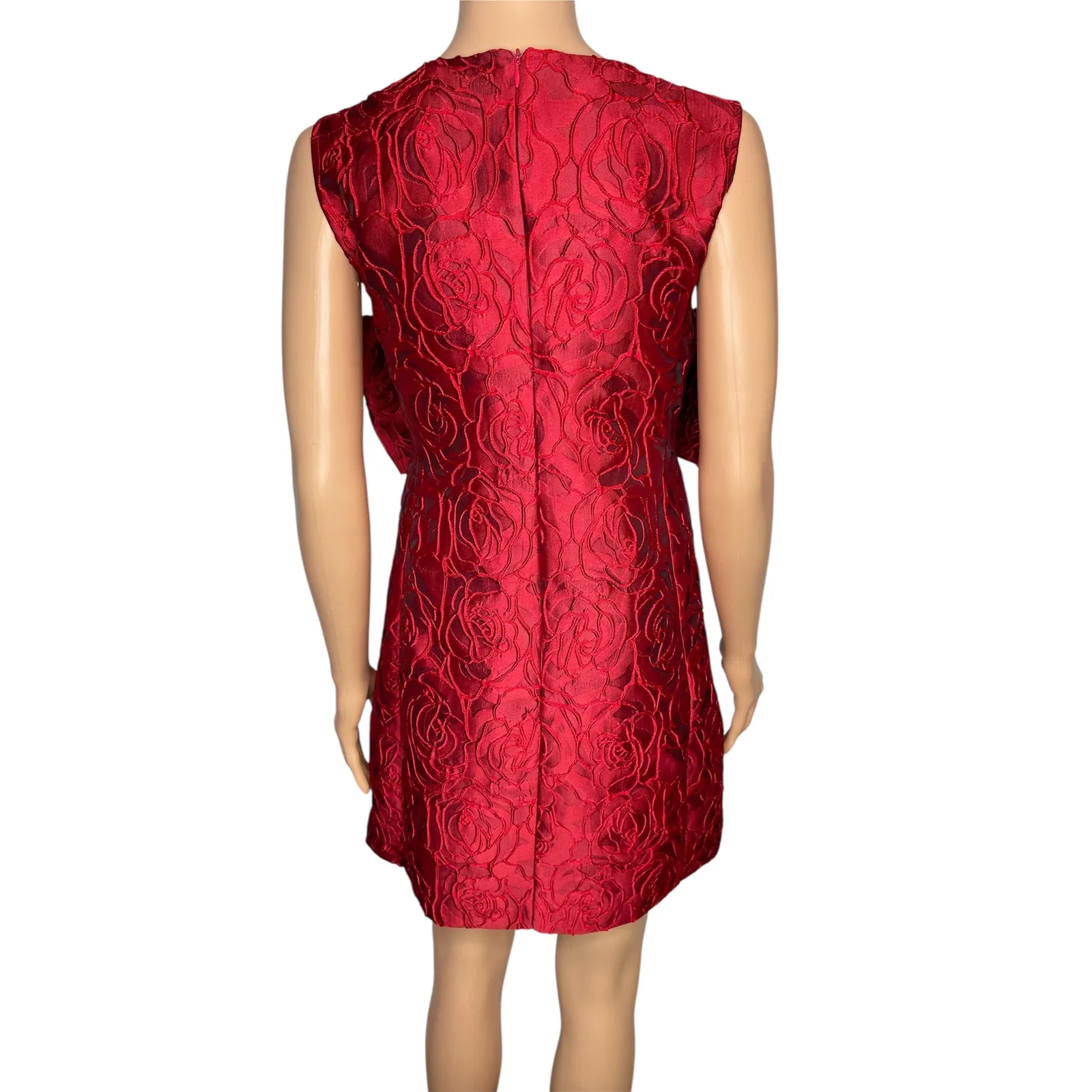 Sister Jane Tate Rose Jacquard Bow Mini Dress sz M Cherry Red NWT Size M - Image 4