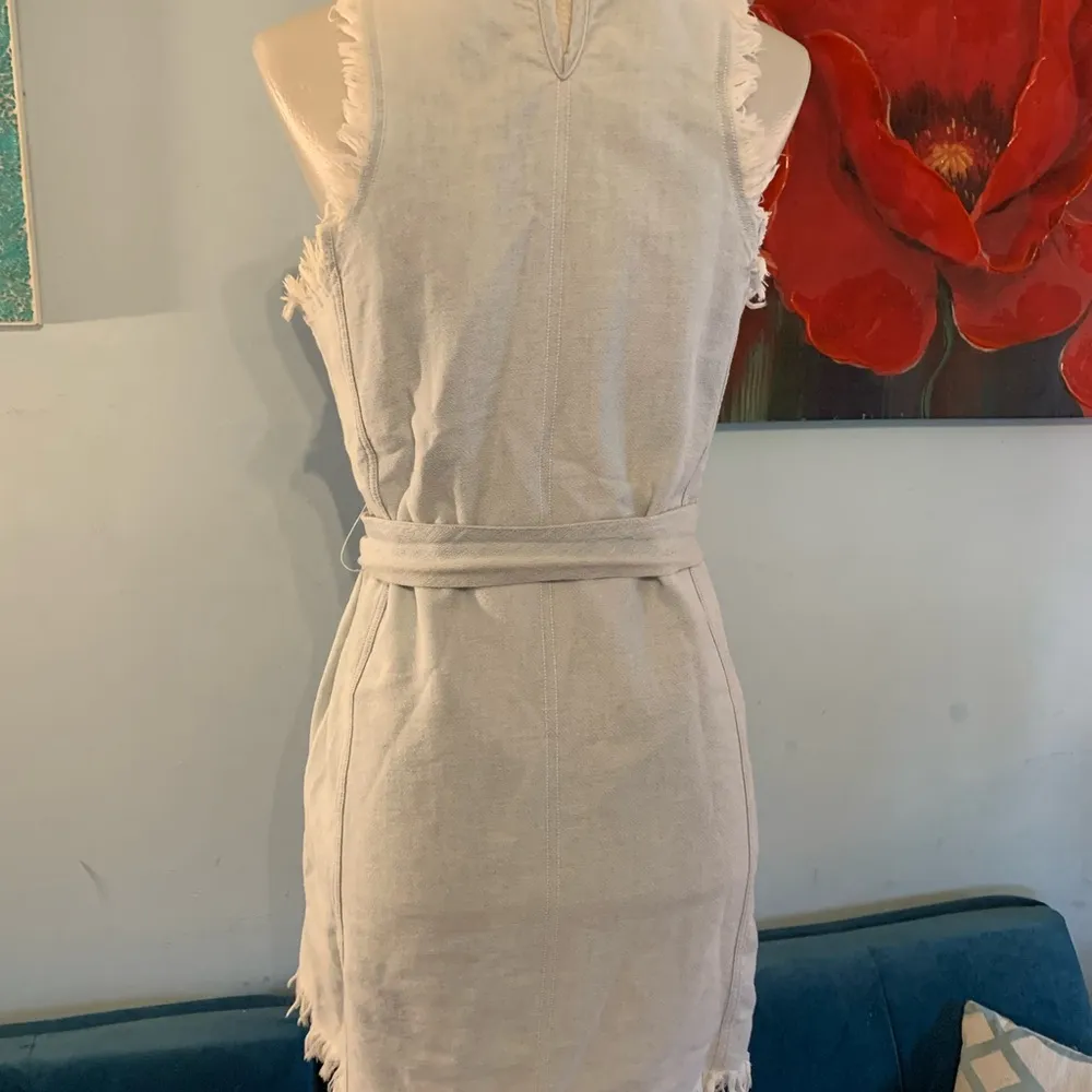 Rosie HW Paige Light Washed Blue Cotton Frayed Edge Sleeveless Dress XS - Image 2
