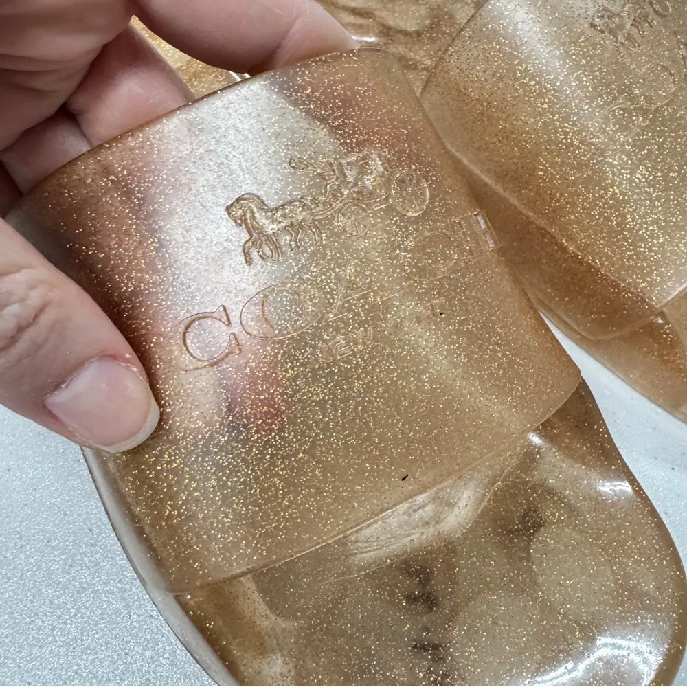 Coach Pink Champagne Jelly Slides Women’s 5 Flat Sandals Beach Pool Vacation - Image 6