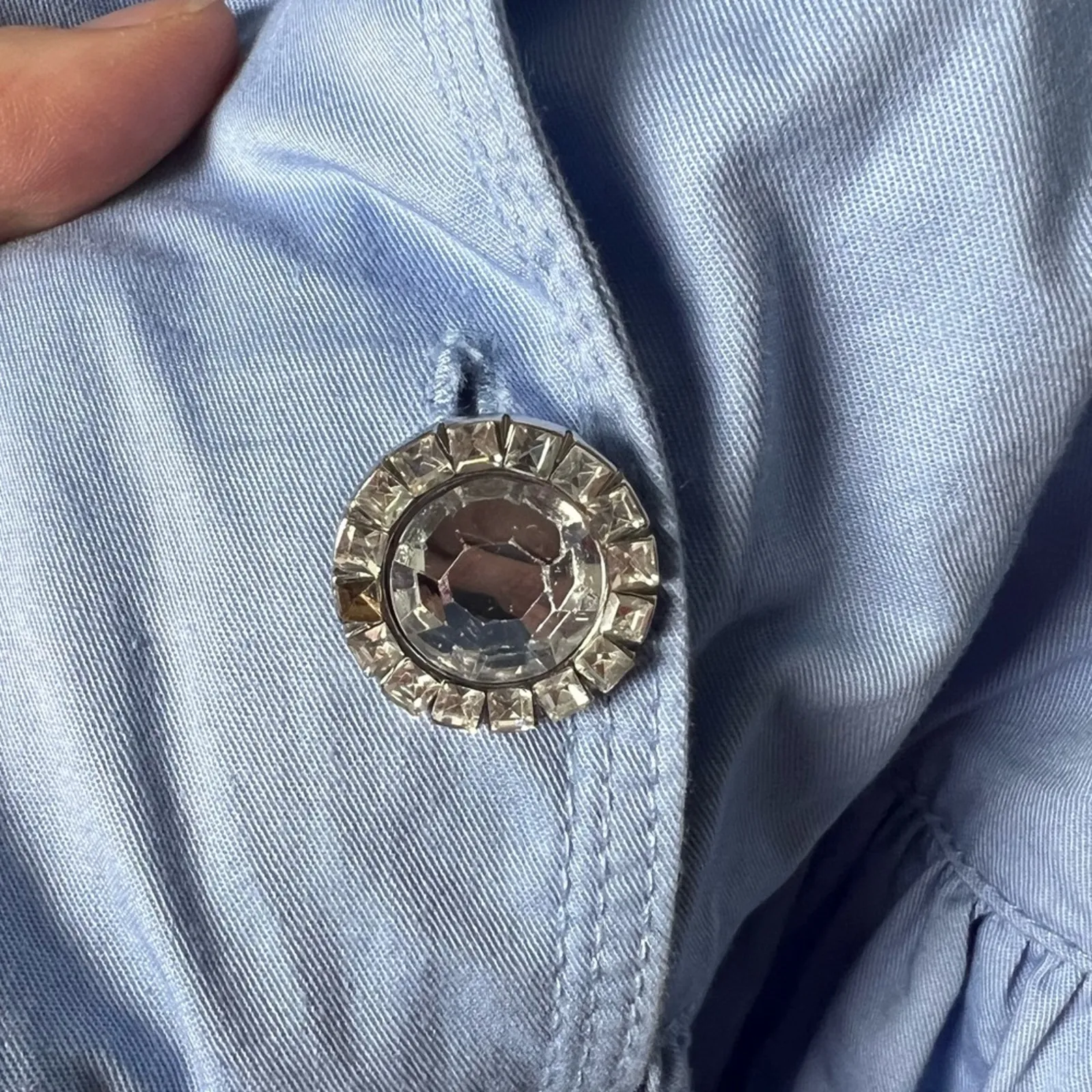 Stine Goya Organic Cotton Rhinestone Stina Dress in Hydrangea XS Silver - Image 7