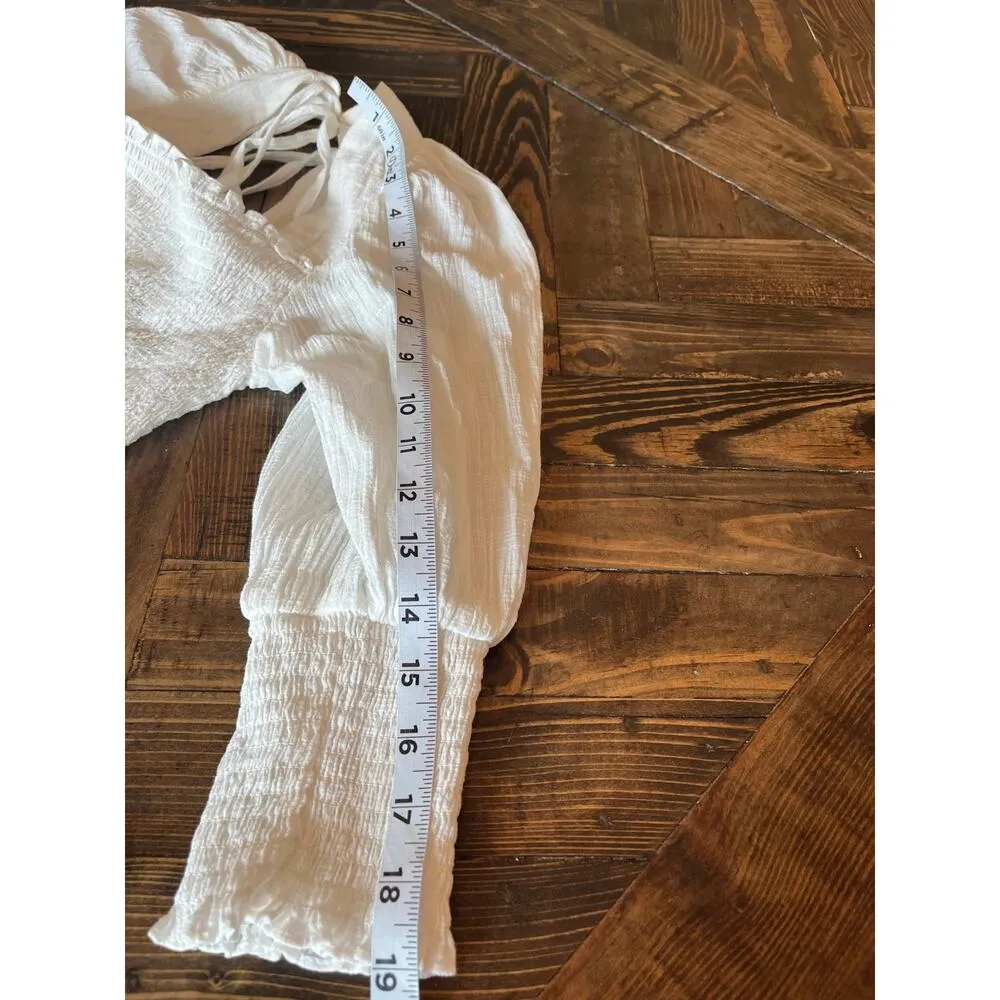 Peasant CottageCore Pirate Top Women Small Festival Sheer Smocked Cowgirl Boho - Image 6