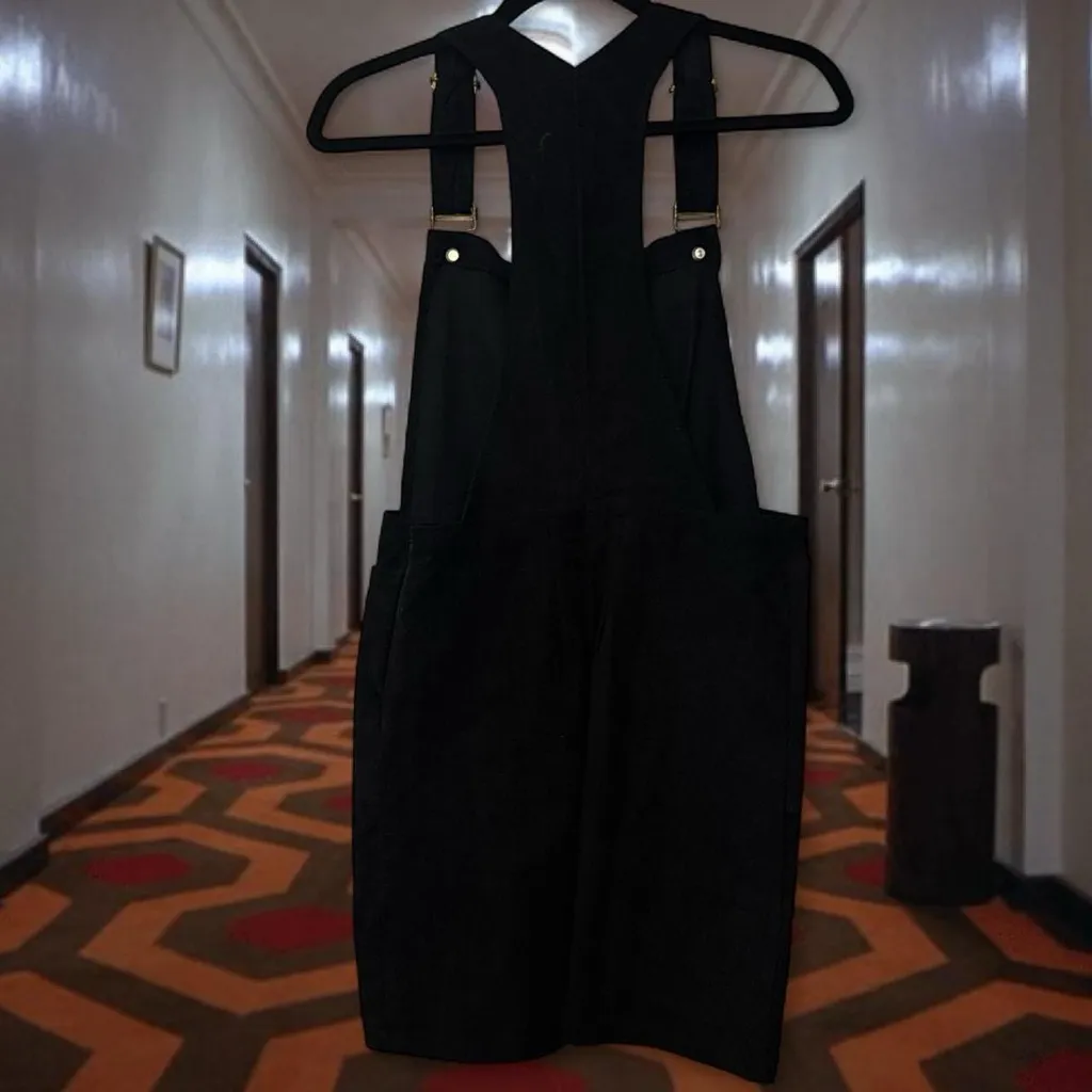 NWT RARE Valfre Petra Pinafore Black Corduroy Overall Mini Dress + Pockets - Image 8