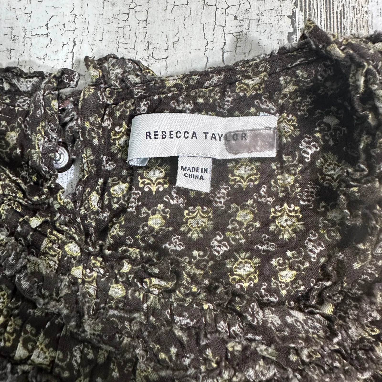 Rebecca Taylor Feather Fleur Smocked Blouse – Size 6 – Cotton Floral Boho Chic - Image 3