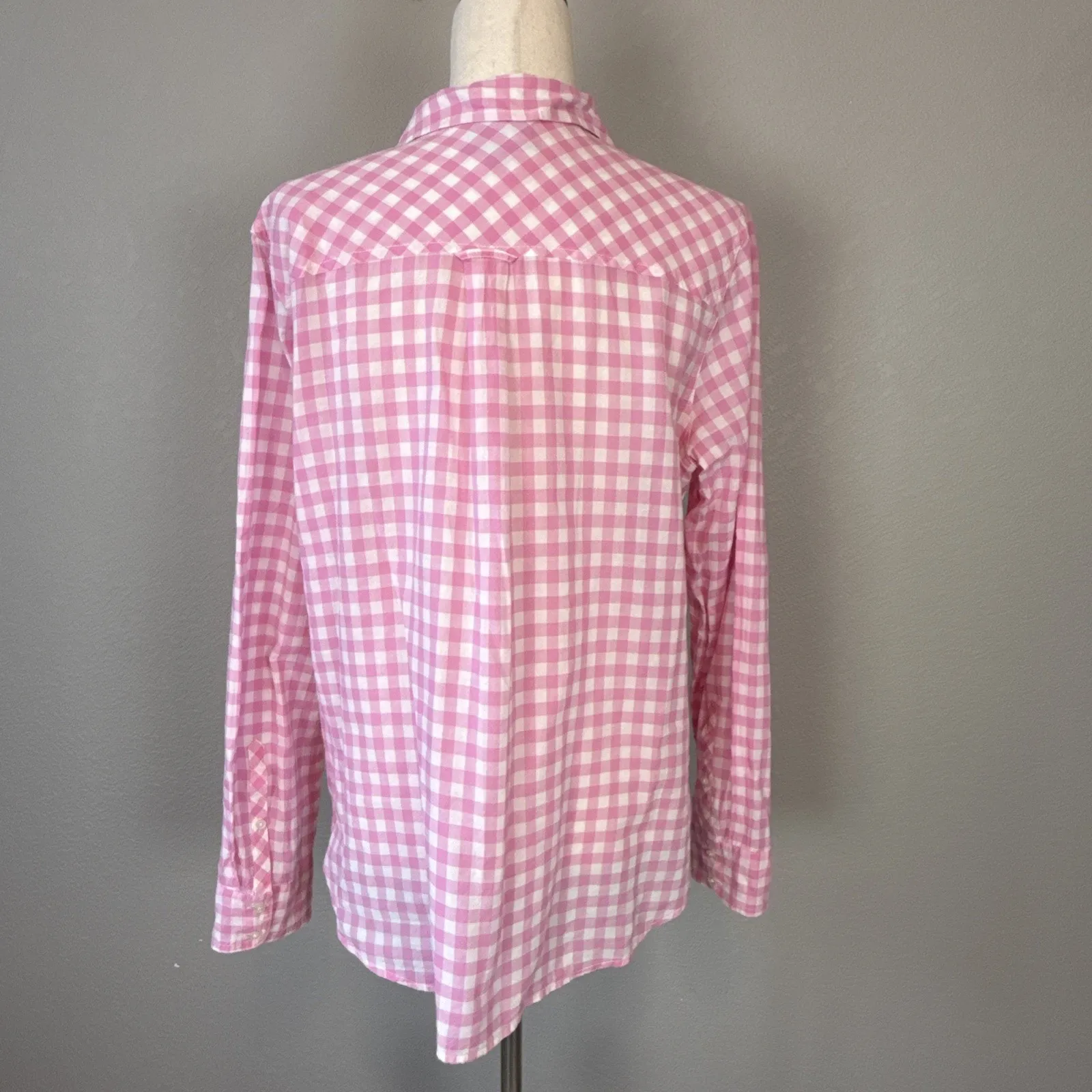 J Crew Women Classic Button Up Shirt Top Size 12 Lightweight Pink Gingham Cotton - Image 5