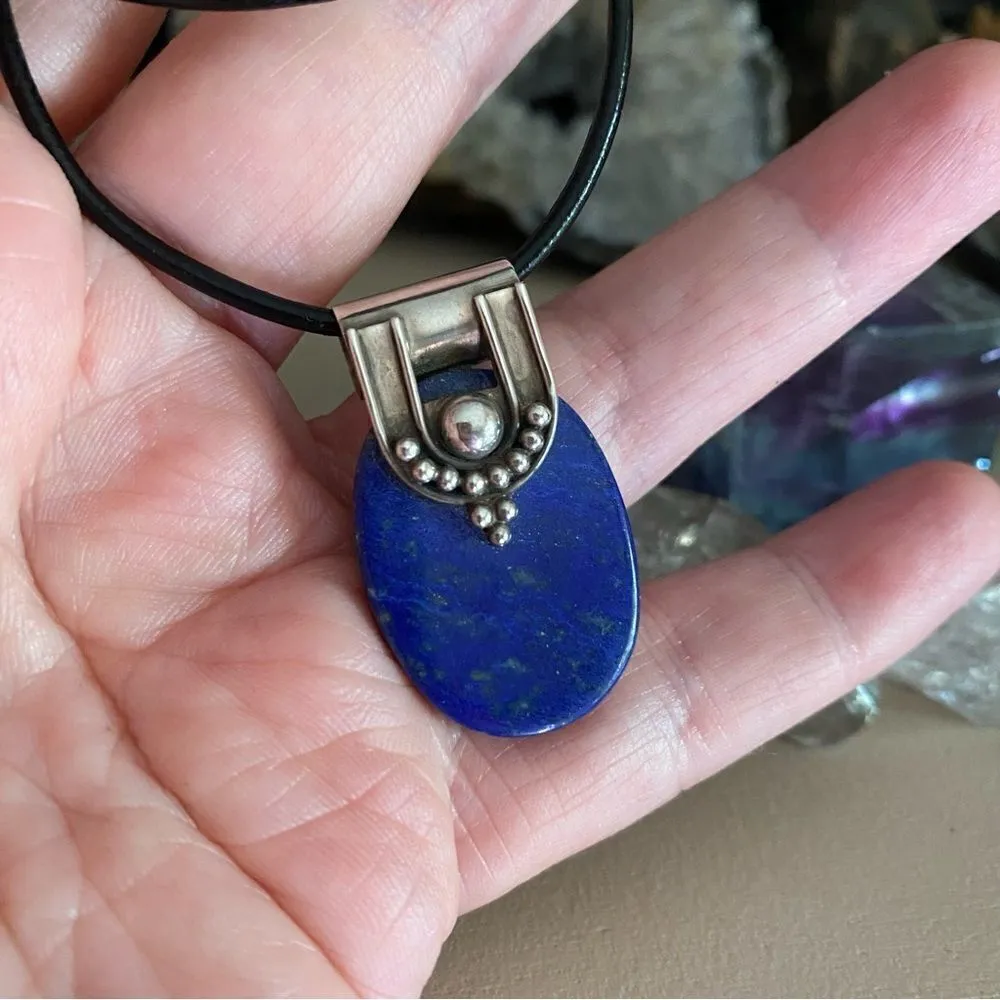 Lapis Lazuli Sterling Silver Pendant Necklace Blue - Image 4