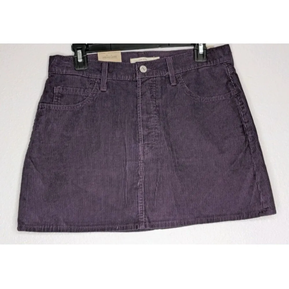 Levi's Size 29 Women’s Purple Corduroy Mini Icon Skirt Button-Fly Mid-Rise. New - Image 2