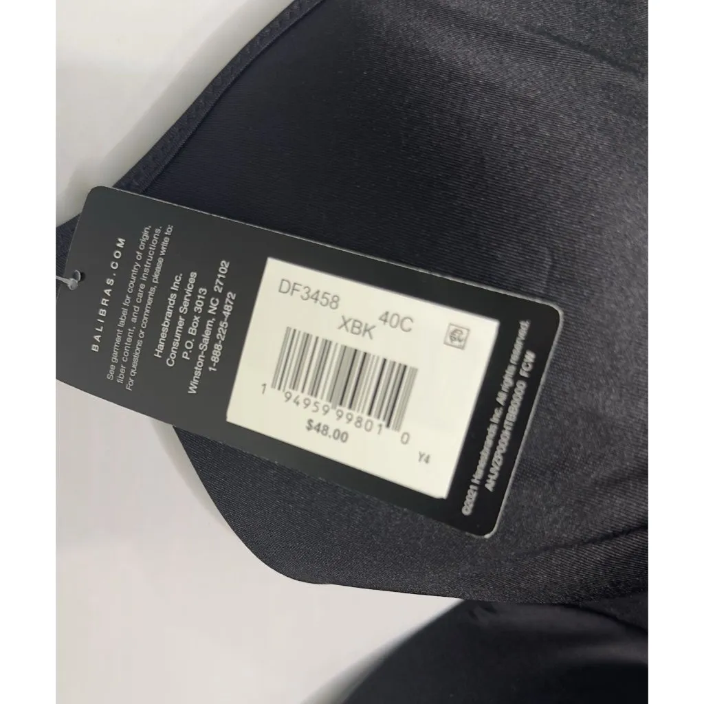 Bali Comfort Revolution Wireless Bra DF3458 Black 40C Smooth Support NWT - Image 6