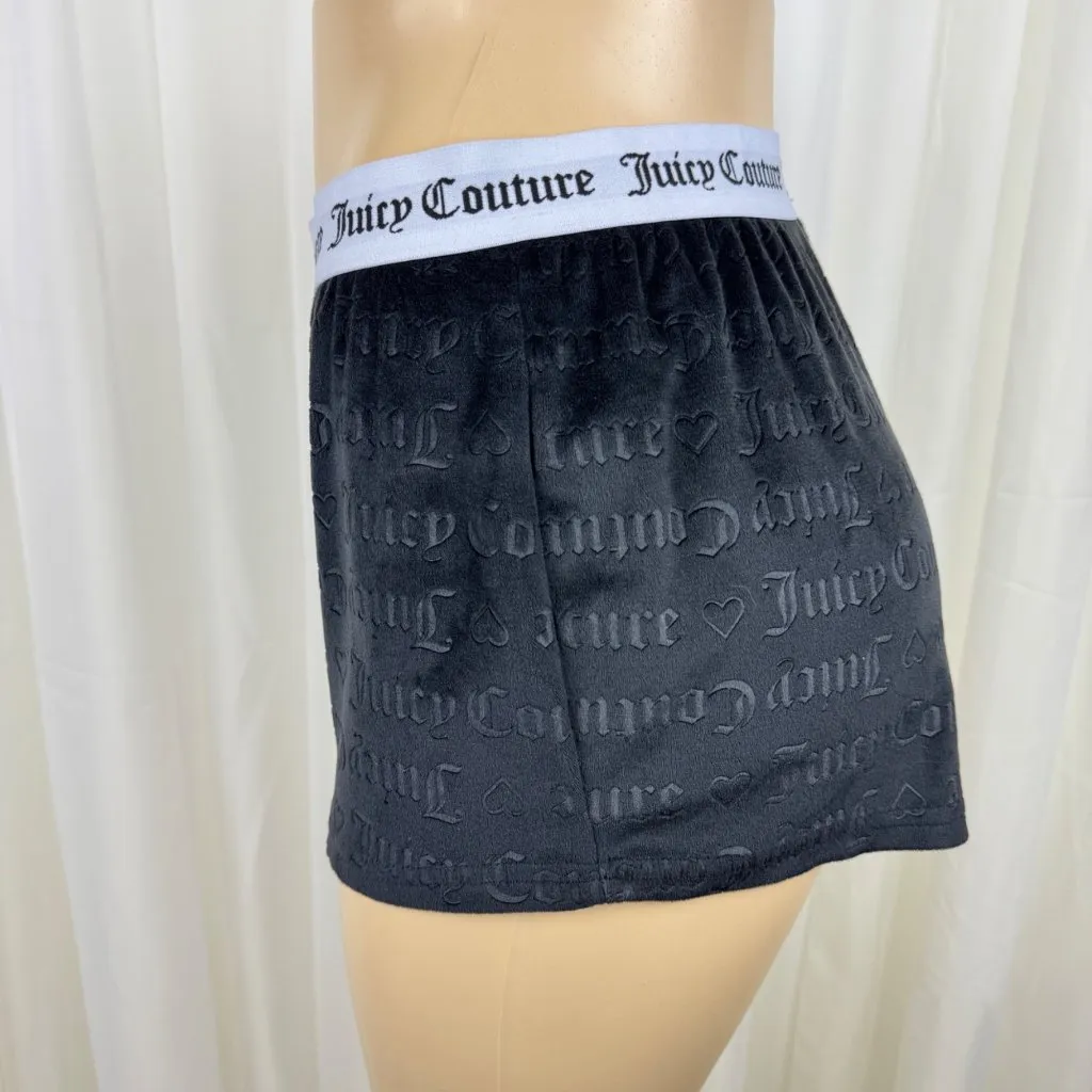 NWOT Juicy Couture Velour Velvet Fleece Shorts Sleepwear Sz MD Black Spell Out - Image 5
