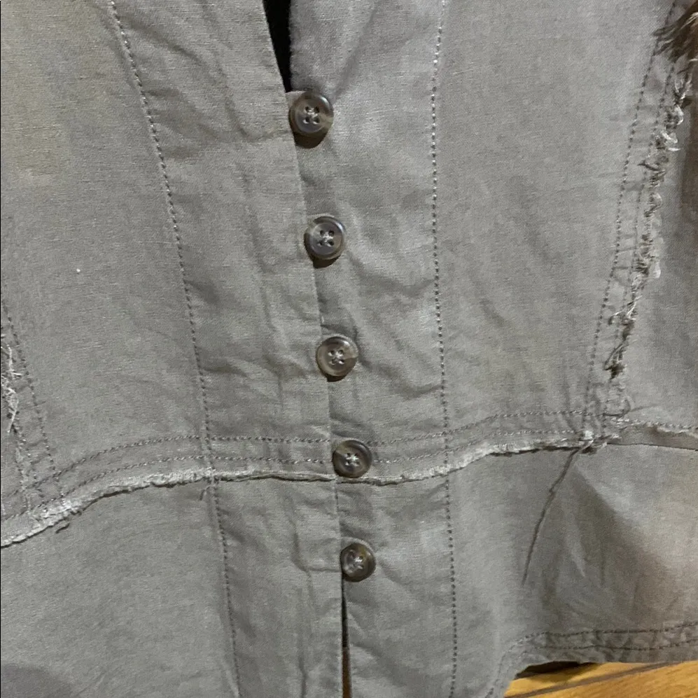 We The Free Brown Cuffed Sleeve Crop Button Down Shirt - Image 3