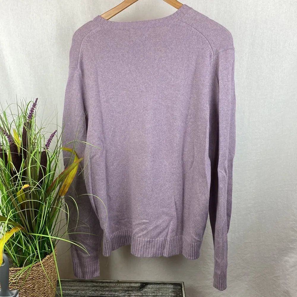 Banana Republic Lavender Lux Cashmere Angora Blend Elbow Patch Sweater L - Image 2