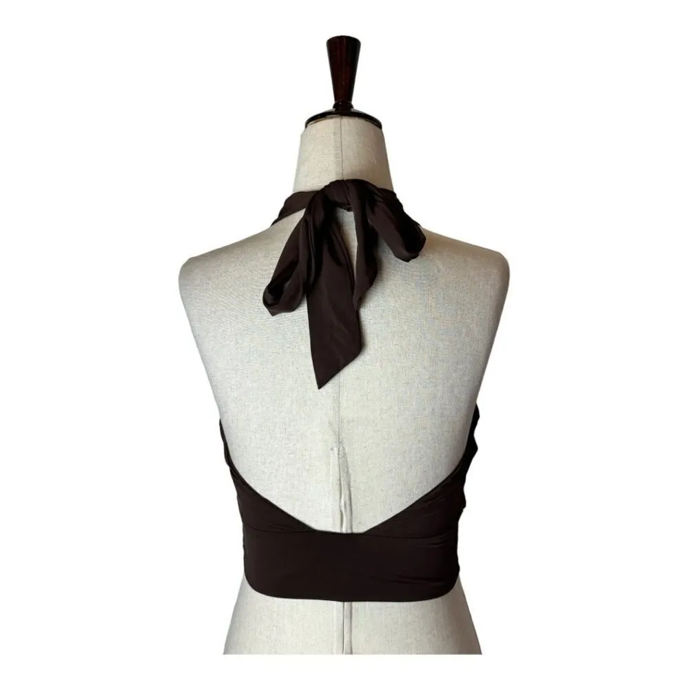 Tiger Mist Brown Cross Tie Halter Neck Archie Top Size‎ XS - Image 7