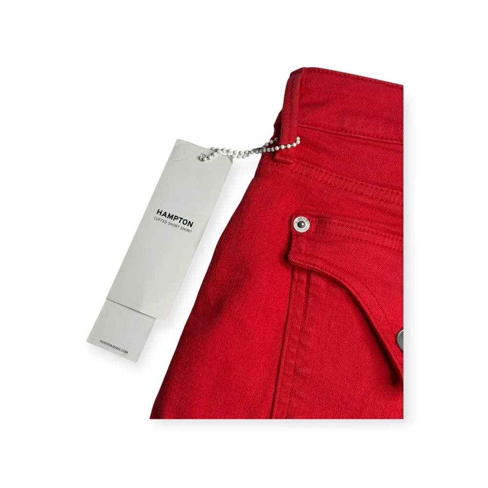 new Hudson Jeans ✪ Hampton Cuff Button Down Back Flap Shorts ✪ Hot Red ✪ 29 - Image 9