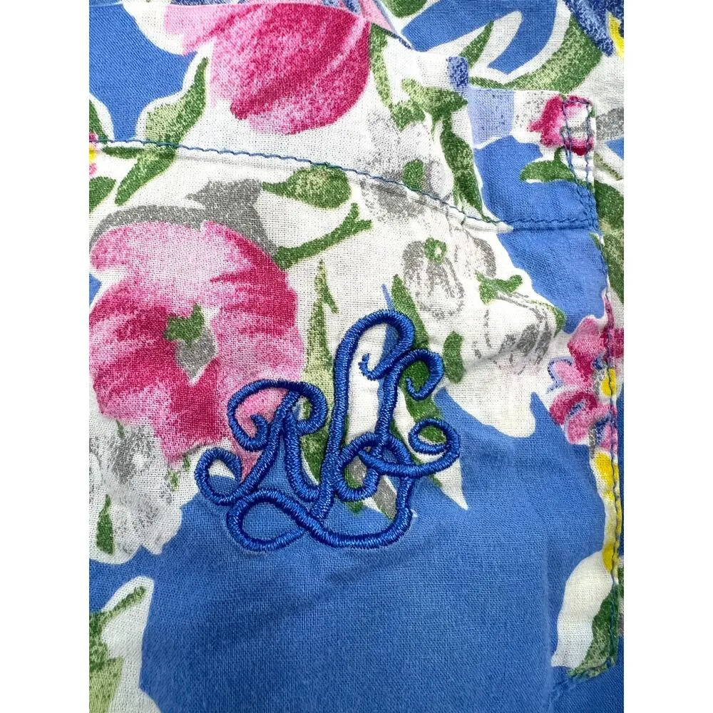 Ralph Lauren | L | 2 Piece Sleepwear Set Top Bottom Floral Pajama Embroidered - Image 4