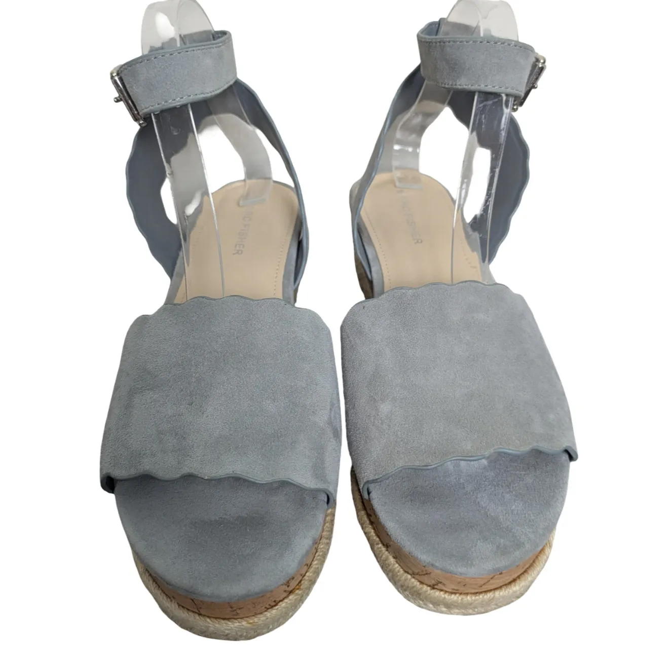 Marc Fisher Blue Suede Faitful Scalloped Wedge Espadrilles 8.5 - Image 12