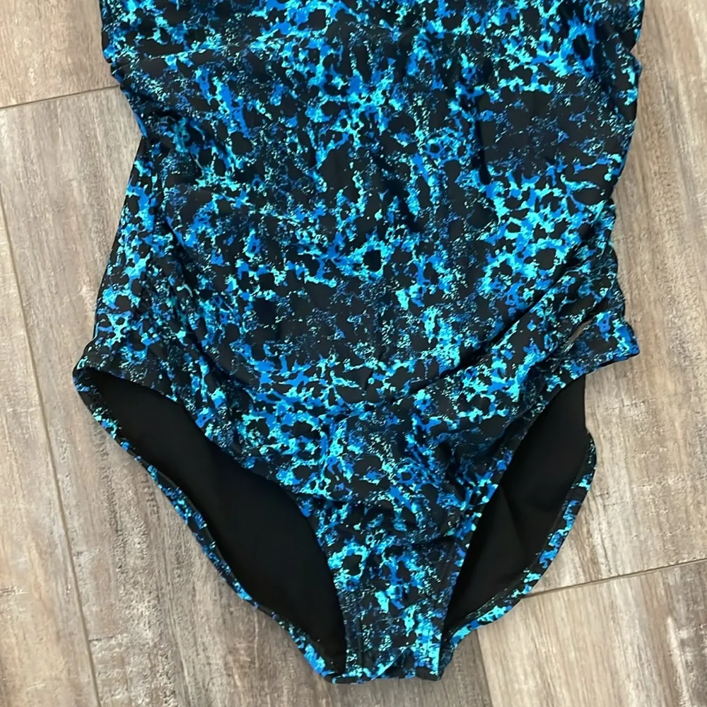 Speedo Bathing Suit Blue Black One Piece size 12 - Image 7