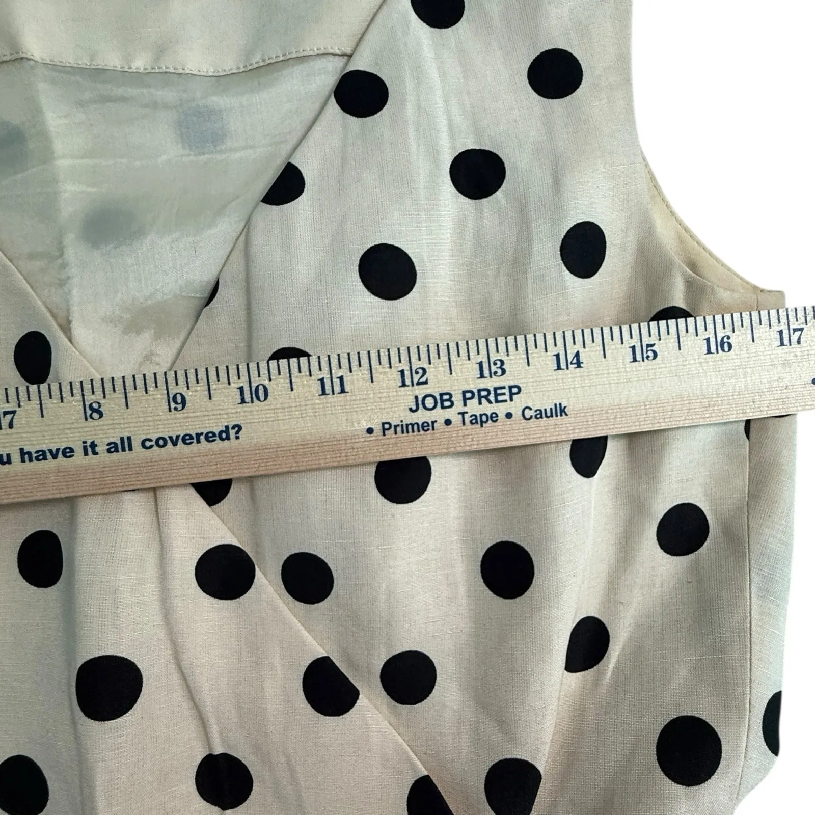 Vintage‎ Women's Mini Dress Size 8 Silk Linen Black Polka Dot Sleeveless Retro - Image 3
