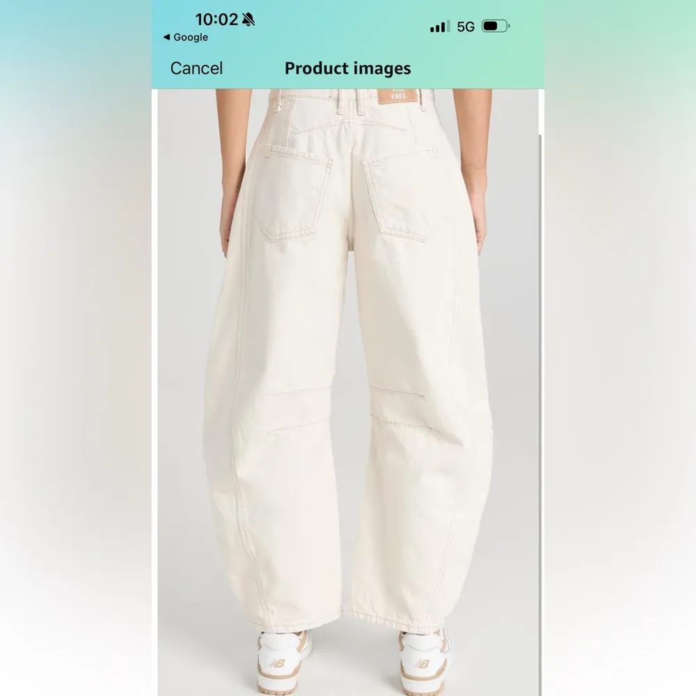 We The Free  x Free People Mid Rise Barrel Pants Denim  White Jeans | Size 27 - Image 6