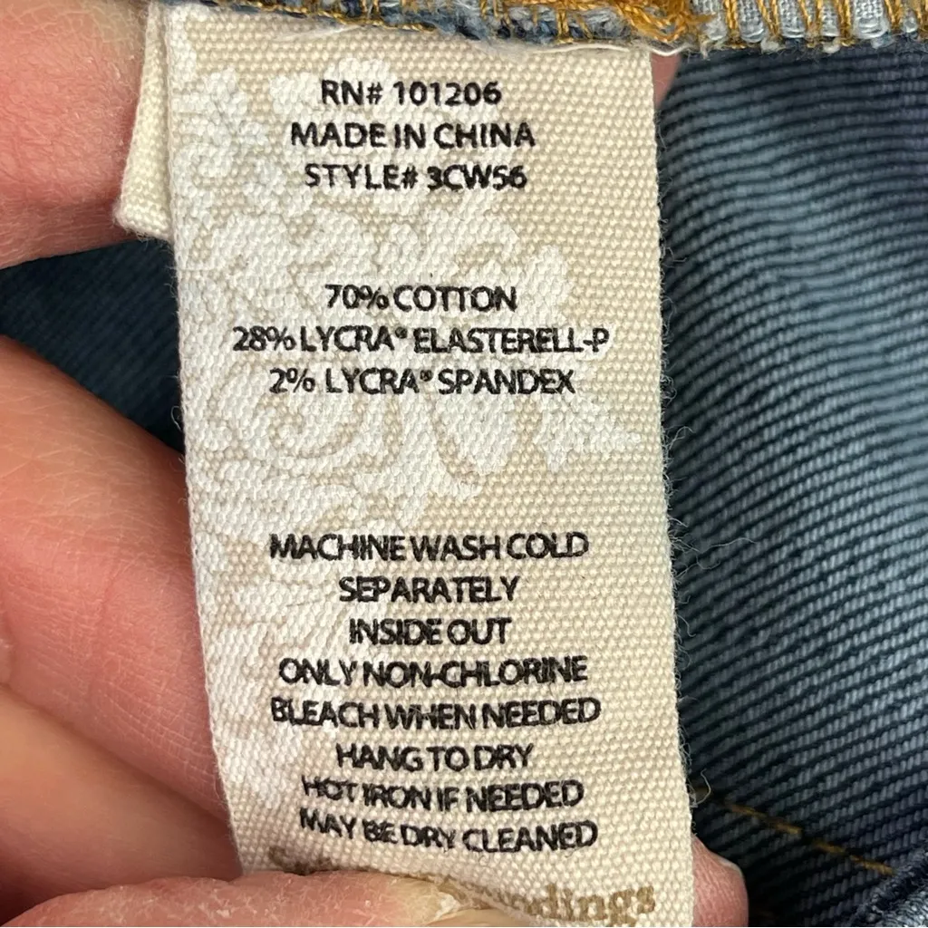 Soft Surroundings Jeans Women's 4 Petite Blue Bootcut Mid-Rise Dark Wash Raw Hem - Image 6