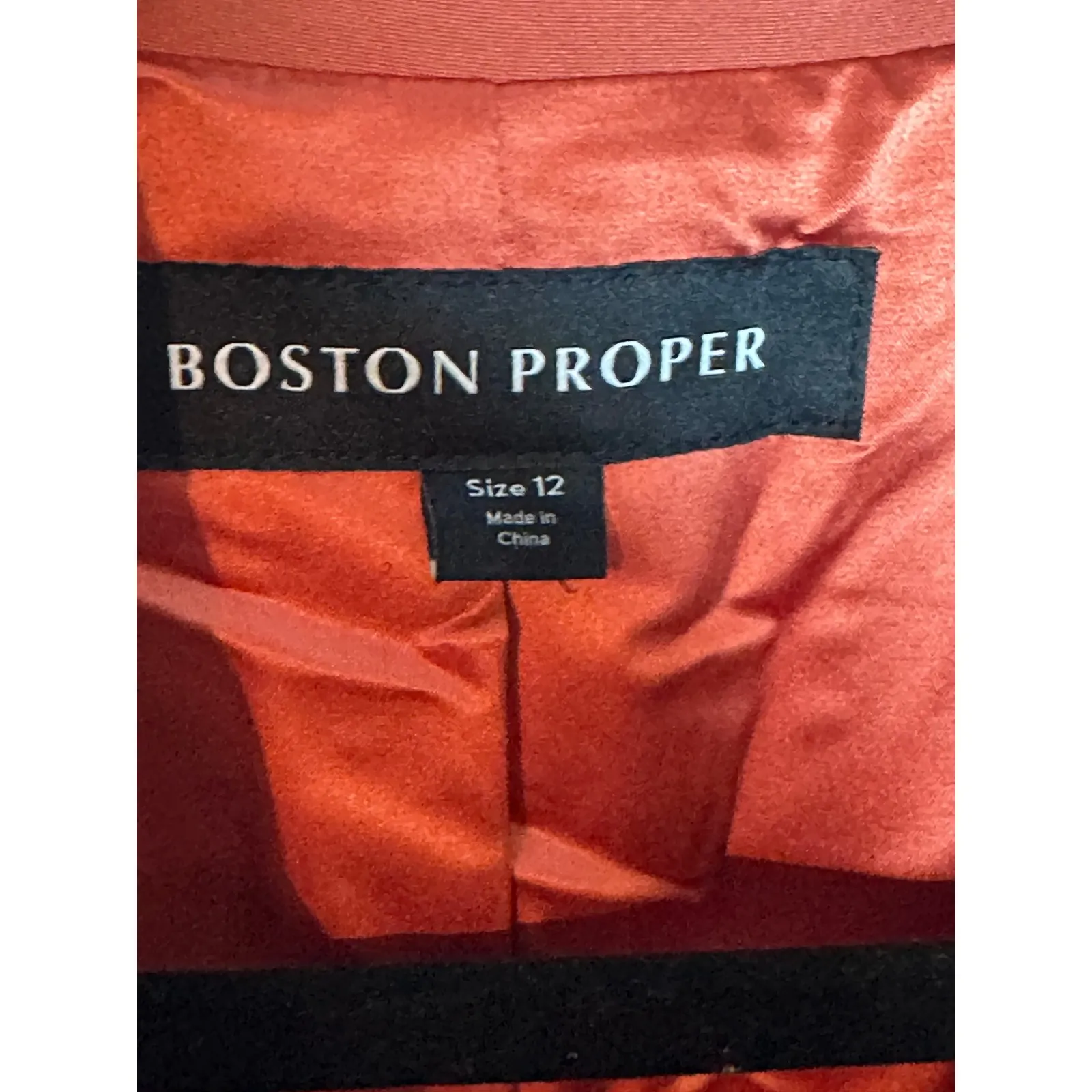 Boston Proper Double Breasted Dark Orange Blazer Gold Button Size 12 Business - Image 4