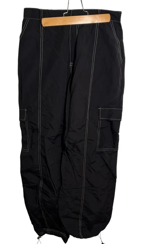 Brooklyn Karma Windbreaker Cargo Pants Black White Contrast Stitch M - Image 1