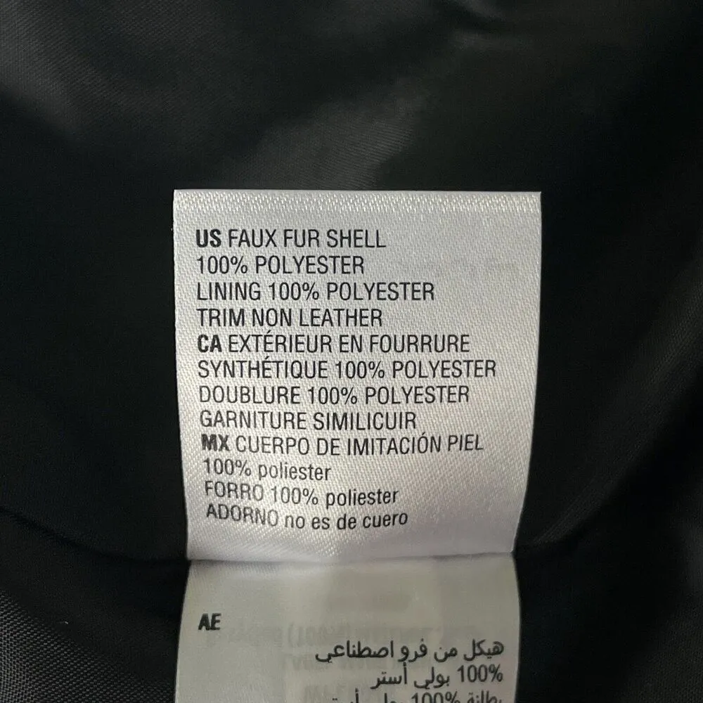 INC Medium Faux Fur Vest Full-Zip Sleeveless Lined Pockets Collared Black New - Image 11