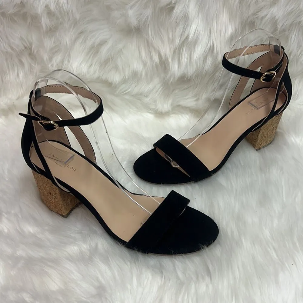 Anne Taylor Black and Cork Chunky heeled sandals Size 7.5 BIN 16 - Image 3