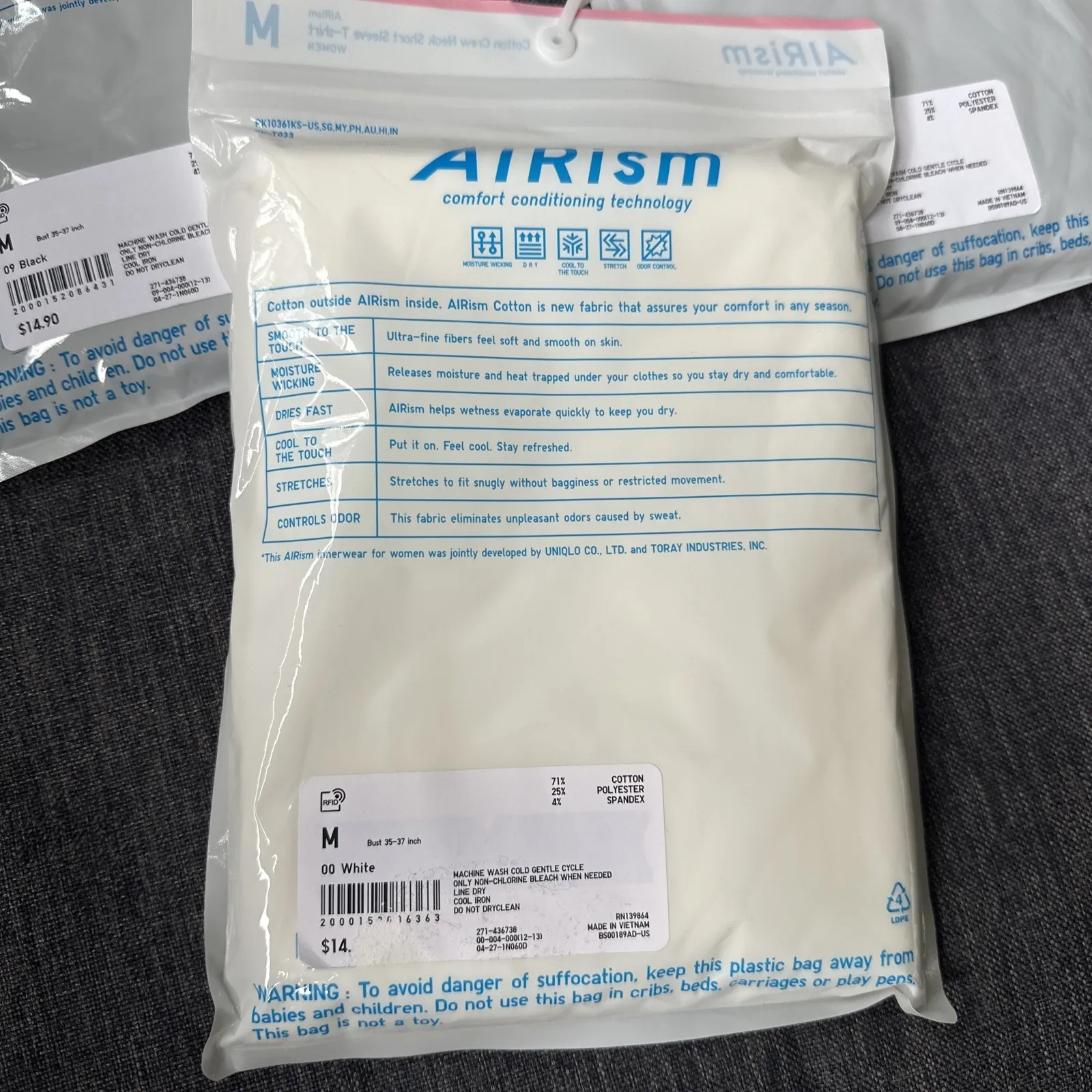 3 NEW Uniqlo AIRism Women Cotton Crew Neck Short Sleeve Tshirt SZ M BLACK WHITE - Image 11