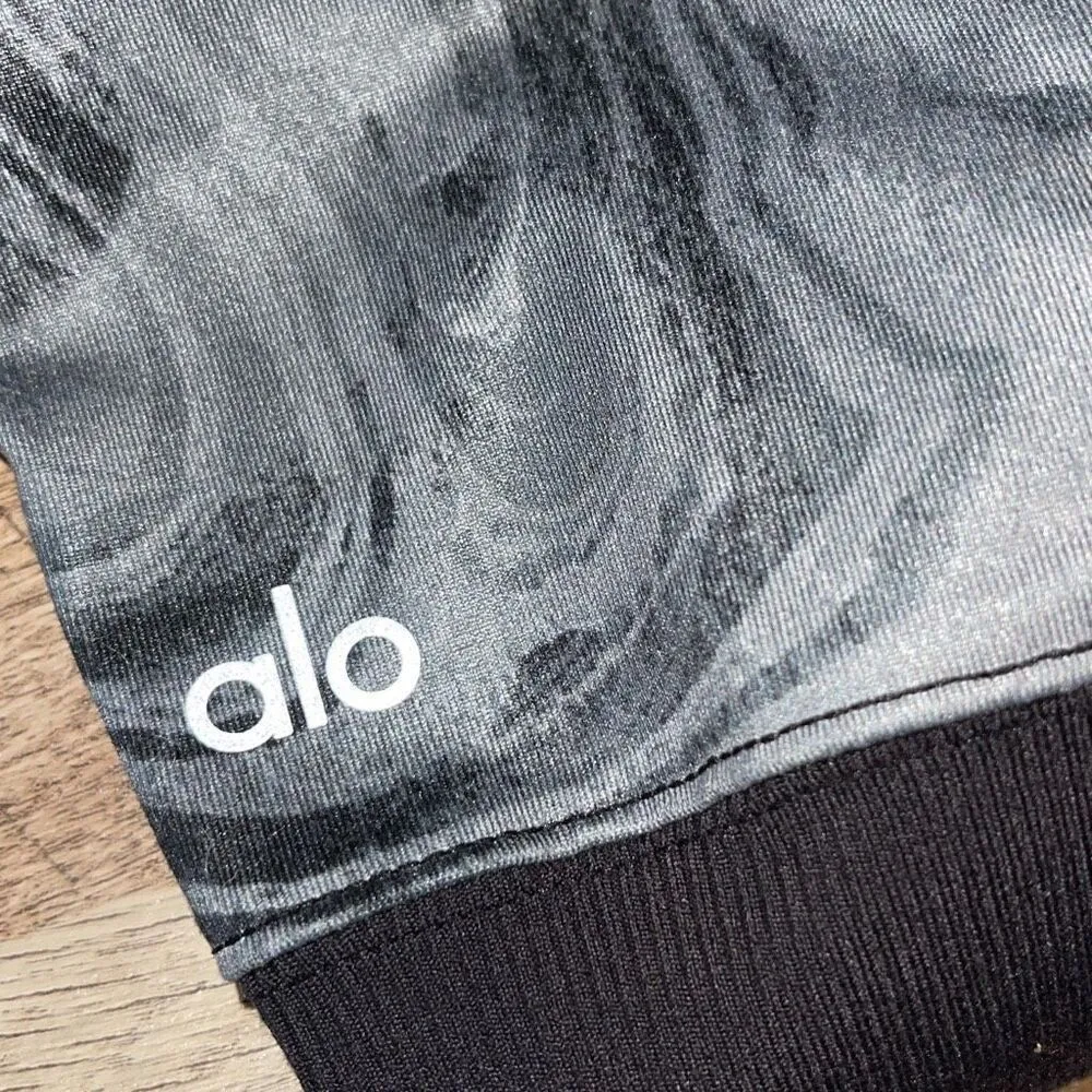 Alo Yoga Goddess Scrunched‎ Leggings Marble Black XXS - Image 9