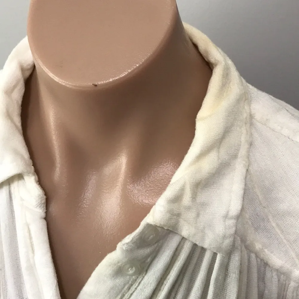 Free People Cozy Nights Button Down Shirt Ivory XS - Image 4